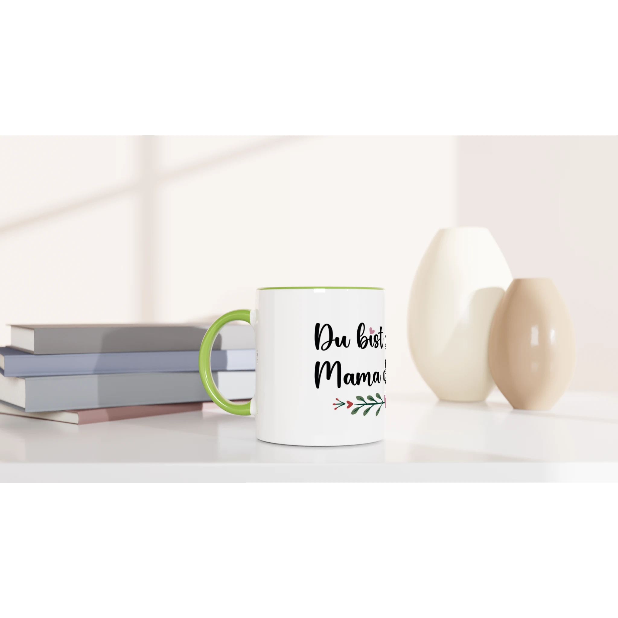 Weiße Keramiktasse 11oz mit Farbe an der Innenseite - Cozy Nook Atelier