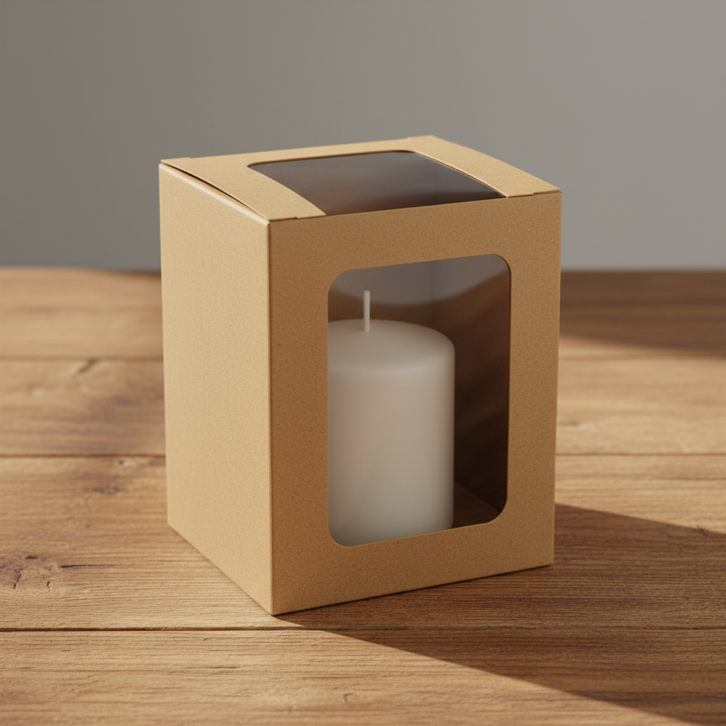 Geschenkbox Mit Sichtfenster Aus Kraftpapier 8×8×10 cm