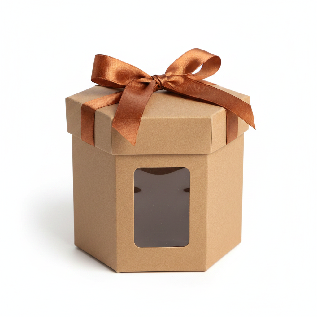 Sechseckige Geschenkbox – Schrägansicht