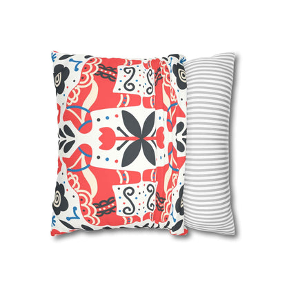 Florale Volkskunst Kunstwildleder Kissenhülle | Floral Folk Art Faux Suede Square Pillowcase