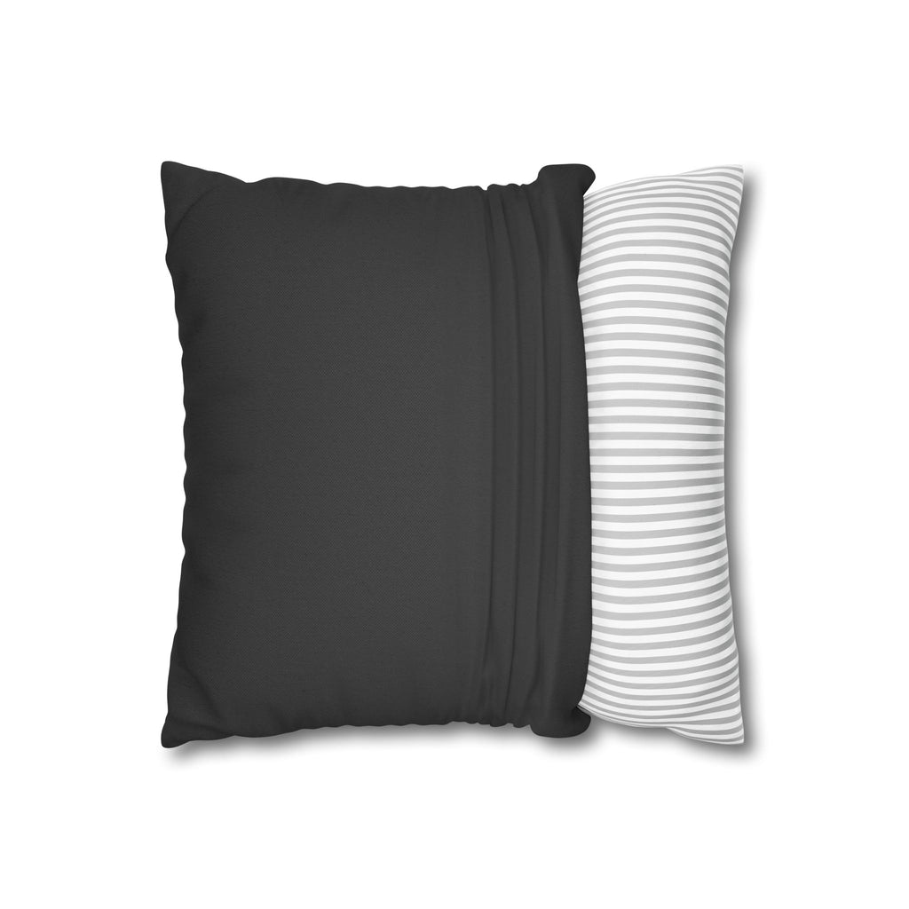 Nordic Folk Animal Pillow Cover — Black & White Dala Horse Throw Pillowcase