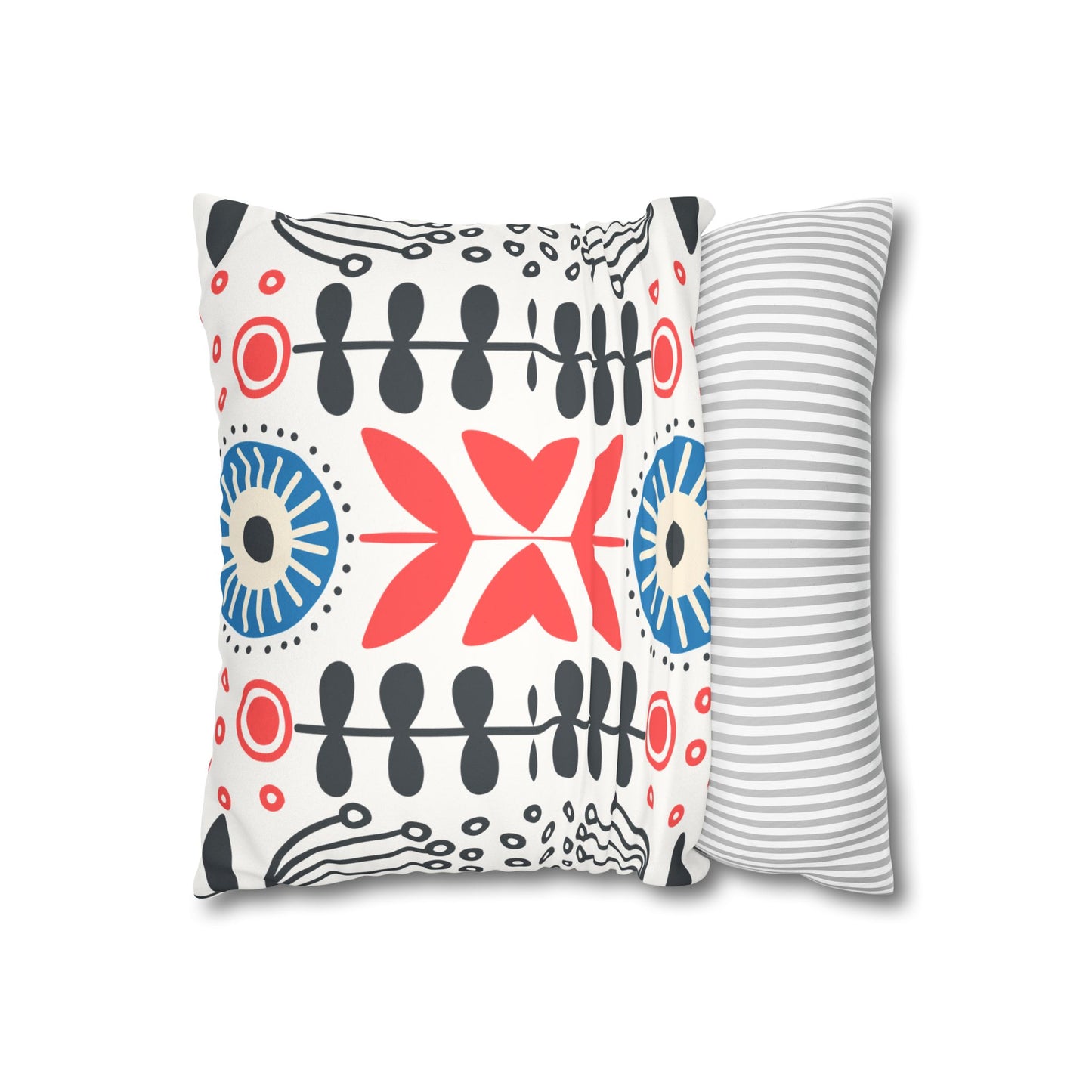 Florale Volkskunst Kunstwildleder Kissenhülle | Floral Folk Art Faux Suede Square Pillowcase