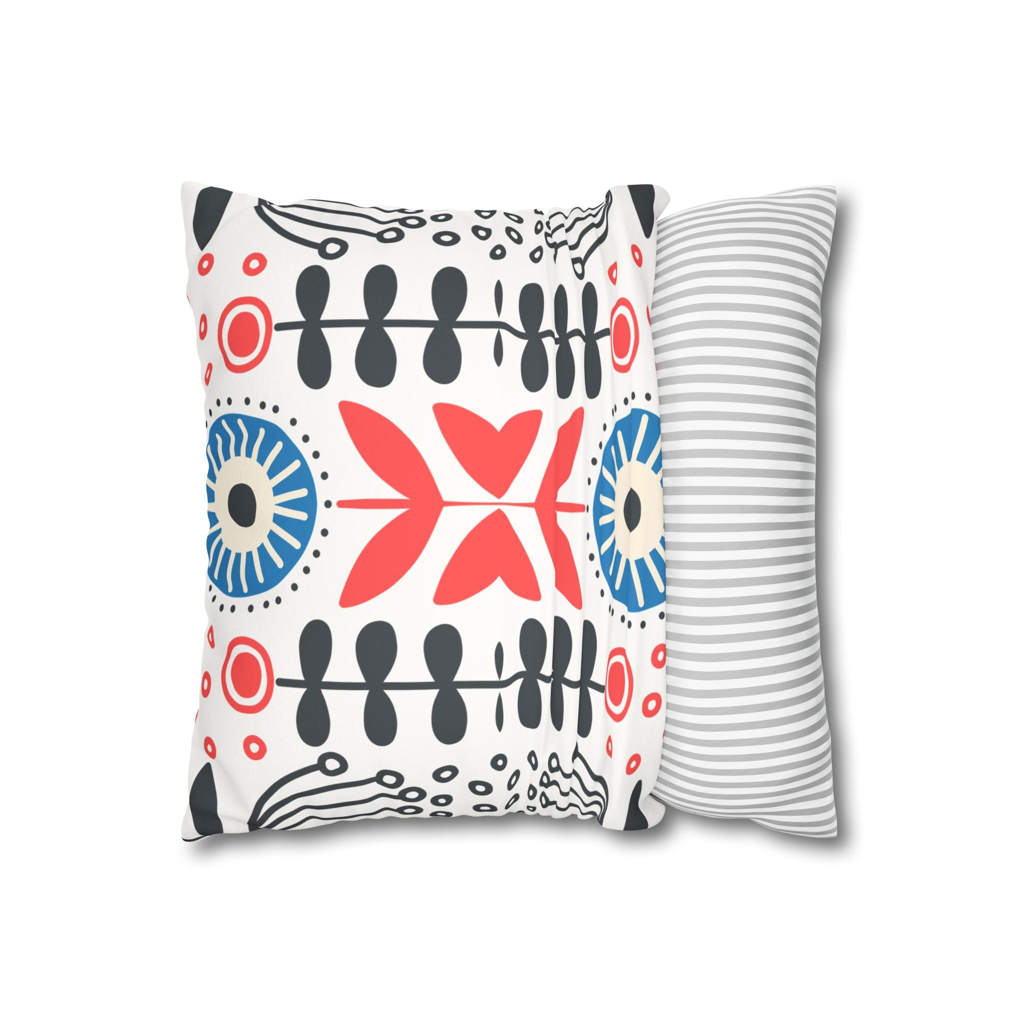 Florale Volkskunst Kunstwildleder Kissenhülle | Floral Folk Art Faux Suede Square Pillowcase