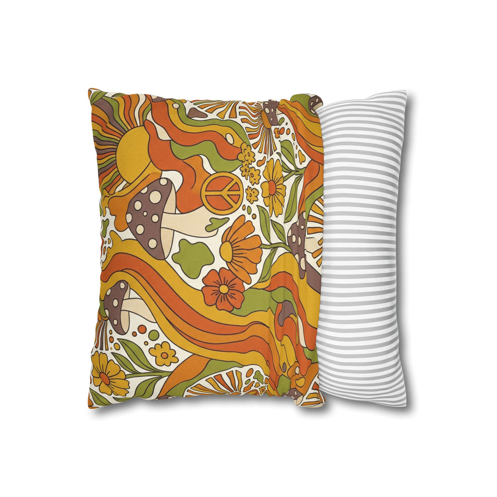 Retro 70er Psychedelische Blumen-Kissenhülle | Retro 70s Psychedelic Floral Pillowcase