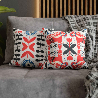Florale Volkskunst Kunstwildleder Kissenhülle | Floral Folk Art Faux Suede Square Pillowcase