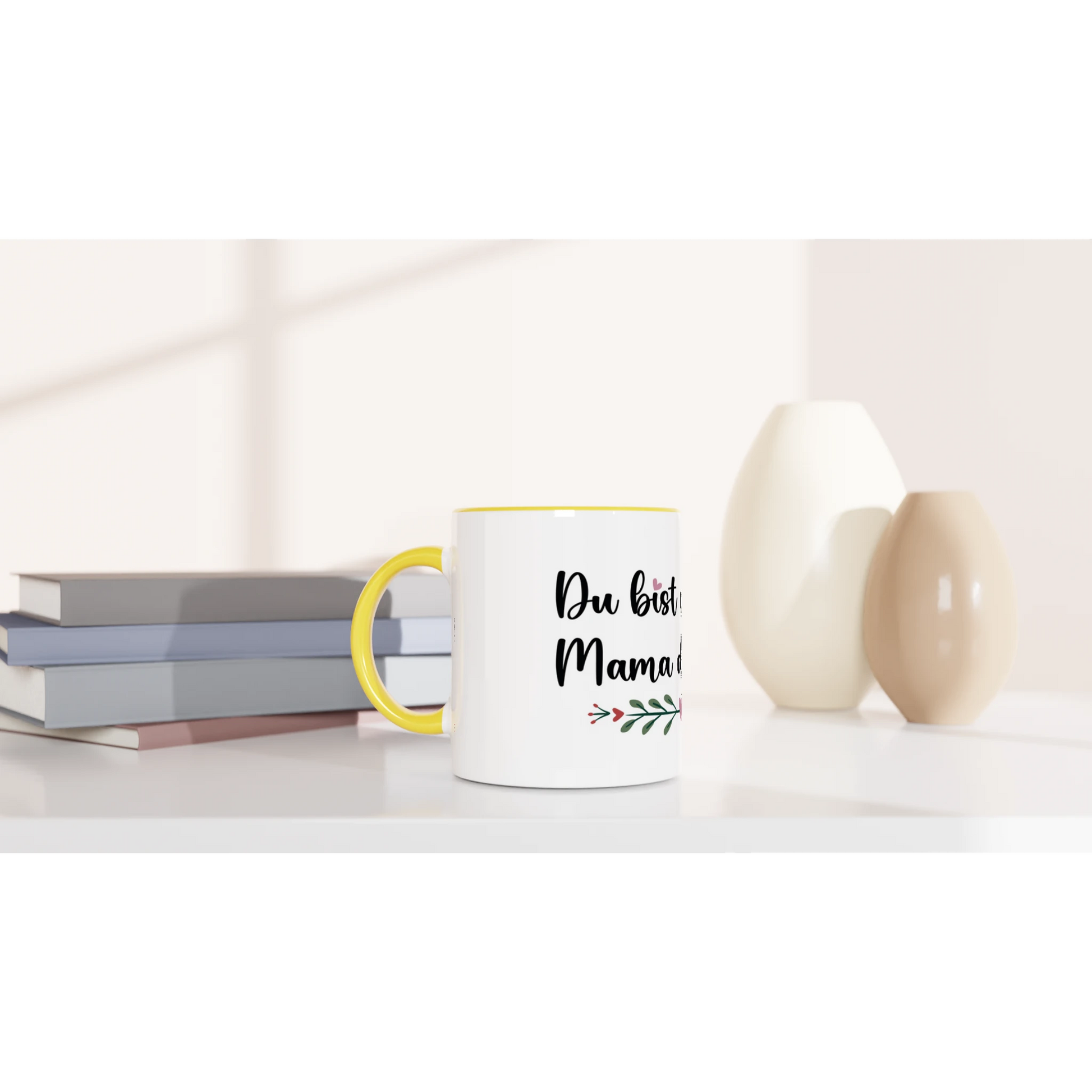 Weiße Keramiktasse 11oz mit Farbe an der Innenseite - Cozy Nook Atelier