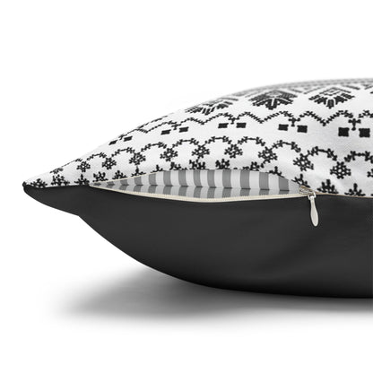 Nordic Folk Animal Pillow Cover — Black & White Dala Horse Throw Pillowcase