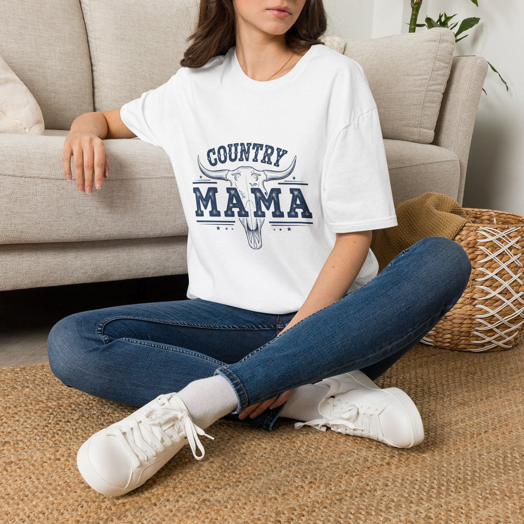 Country-Mama T-Shirt mit Western-Langhorn-Print
