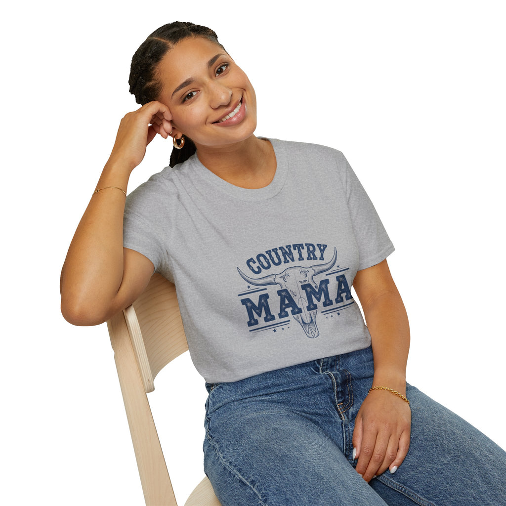 Country-Mama T-Shirt mit Western-Langhorn-Print