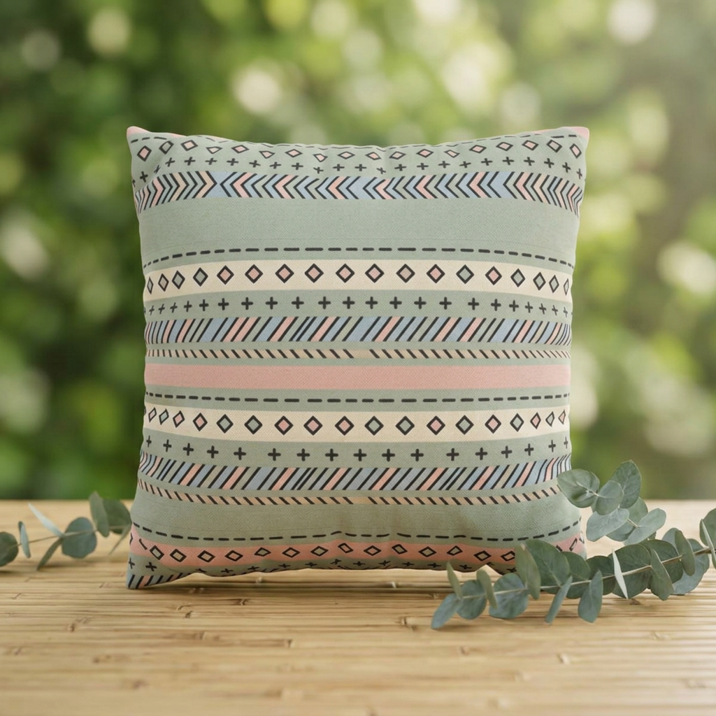 German Text Square Pillowcase — Spun Polyester Decorative Pillow Cover