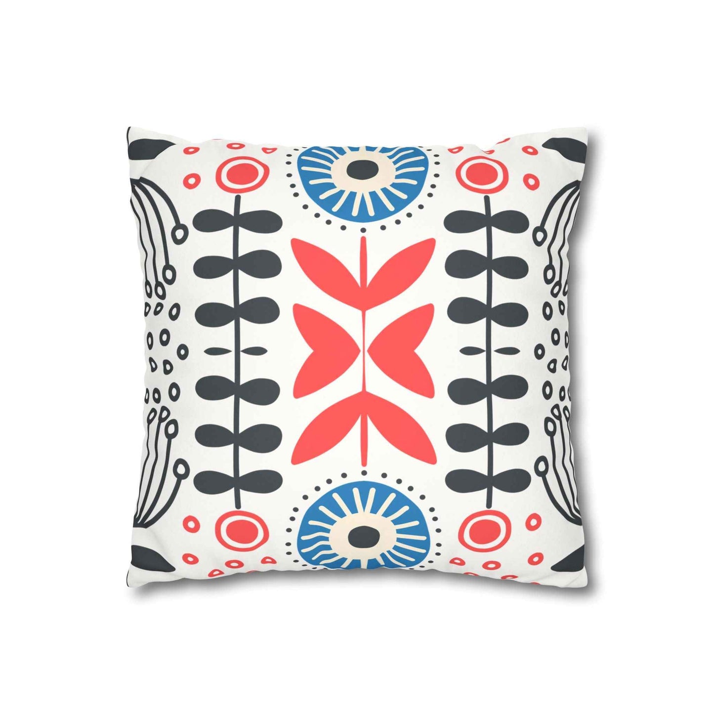 Florale Volkskunst Kunstwildleder Kissenhülle | Floral Folk Art Faux Suede Square Pillowcase