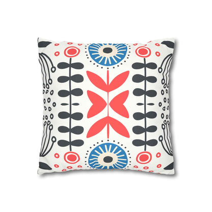 Florale Volkskunst Kunstwildleder Kissenhülle | Floral Folk Art Faux Suede Square Pillowcase