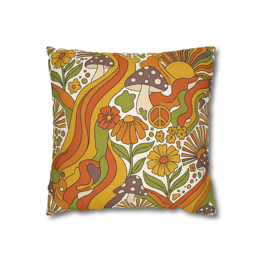 Retro 70er Psychedelische Blumen-Kissenhülle | Retro 70s Psychedelic Floral Pillowcase