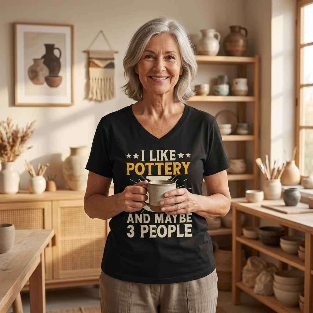 Pottery Love Unisex V-Neck T-Shirt Aus Baumwolle