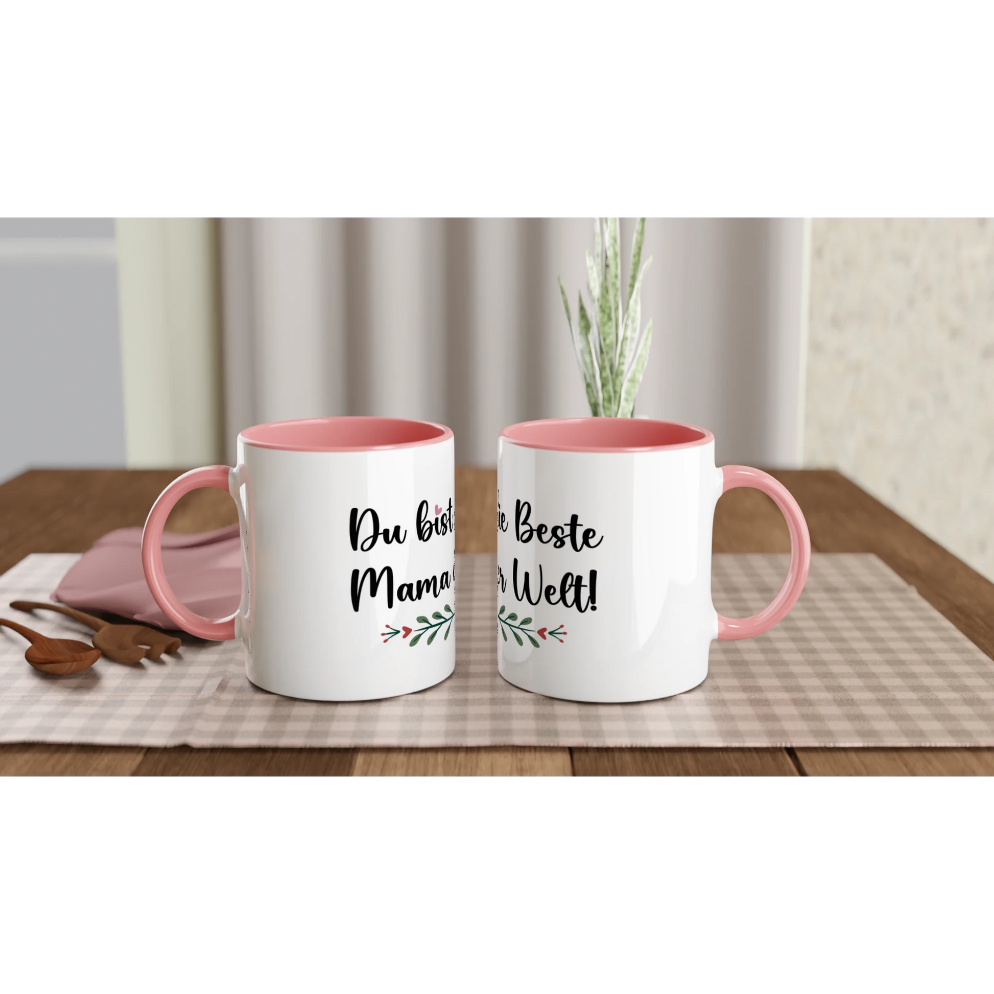 Weiße Keramiktasse 11oz mit Farbe an der Innenseite - Cozy Nook Atelier