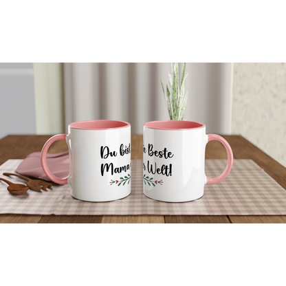 Weiße Keramiktasse 11oz mit Farbe an der Innenseite - Cozy Nook Atelier