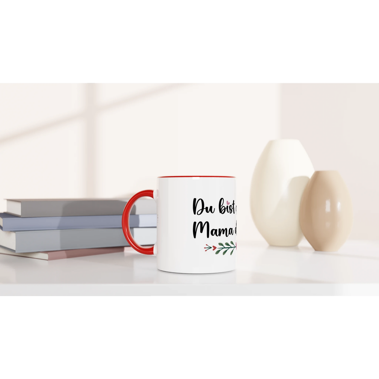 Weiße Keramiktasse 11oz mit Farbe an der Innenseite - Cozy Nook Atelier