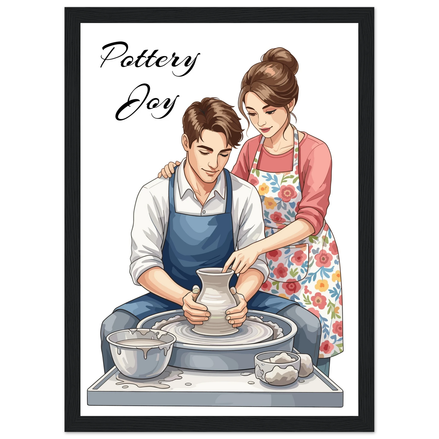 Pottery Joy | Klassisches Poster aus halbmattem Papier mit Holzrahmen 21x29.7 cm / 8x12"