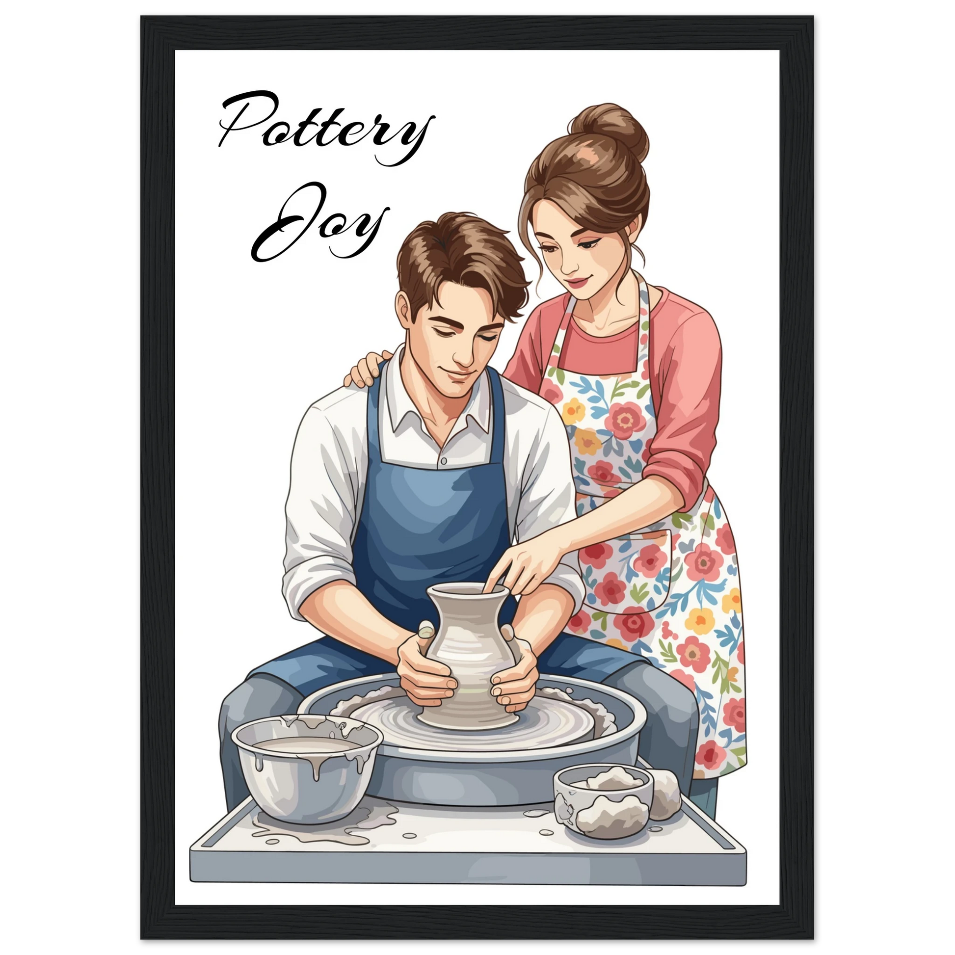 Pottery Joy | Klassisches Poster aus halbmattem Papier mit Holzrahmen 21x29.7 cm / 8x12"