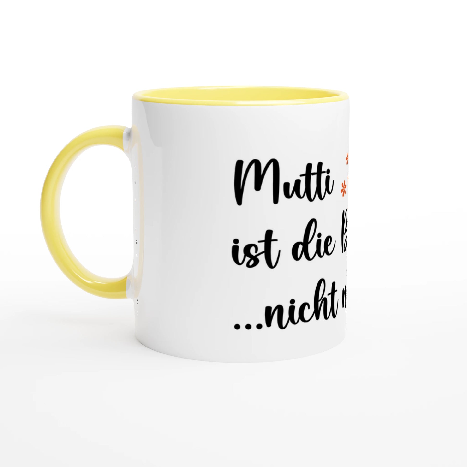Weiße Keramiktasse 11oz mit farbigem Innendesign – Keramikgelb - Cozy Nook Atelier
