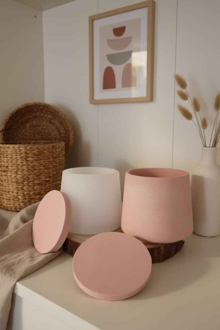 Silikonformen Set für Kerzengefäße mit Deckel, 2-teilig