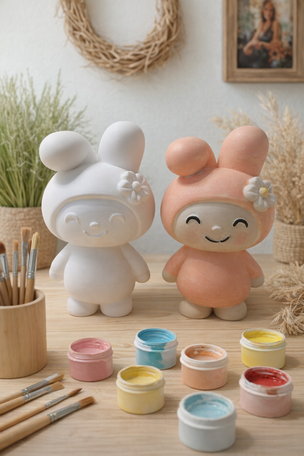 Kawaii‑Hase zum Bemalen (Komplett‑Set) - Cozy Nook Atelier