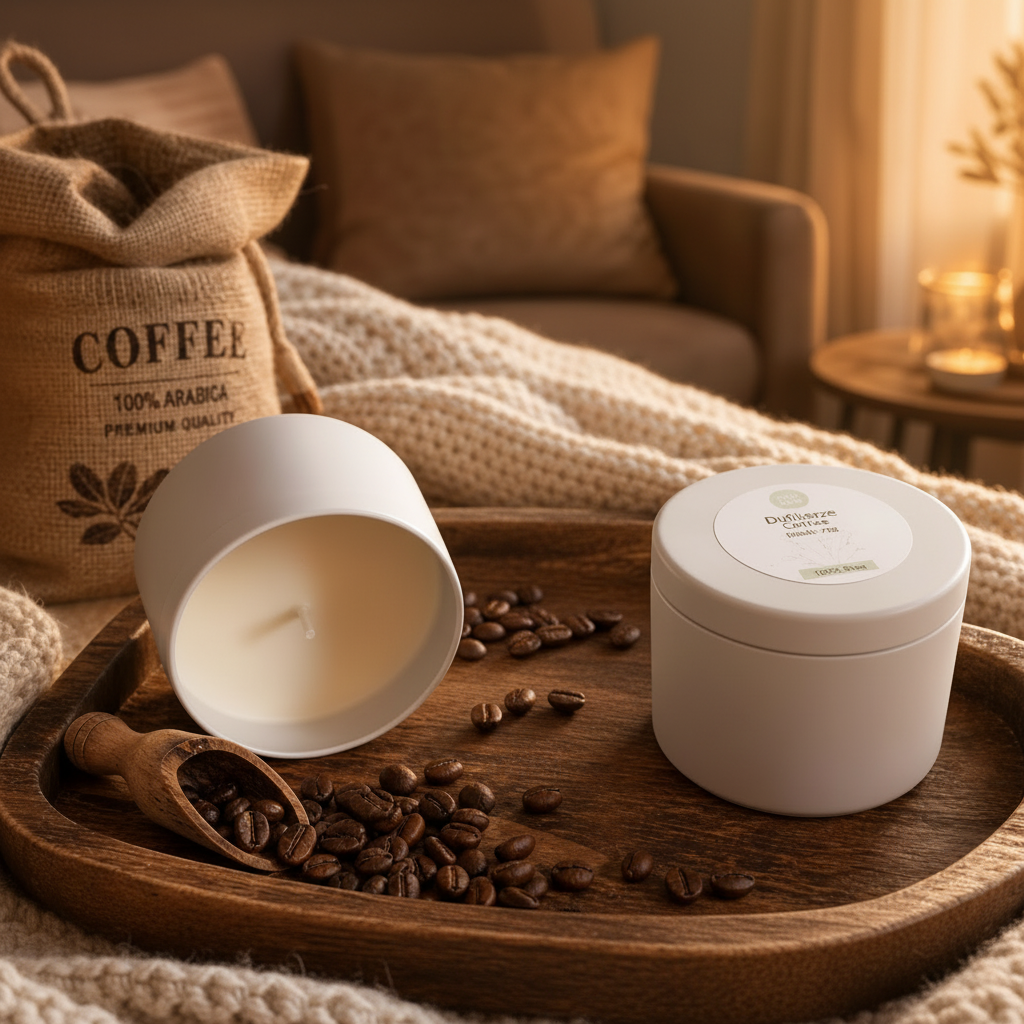 Coffee Duftkerze Flatlay