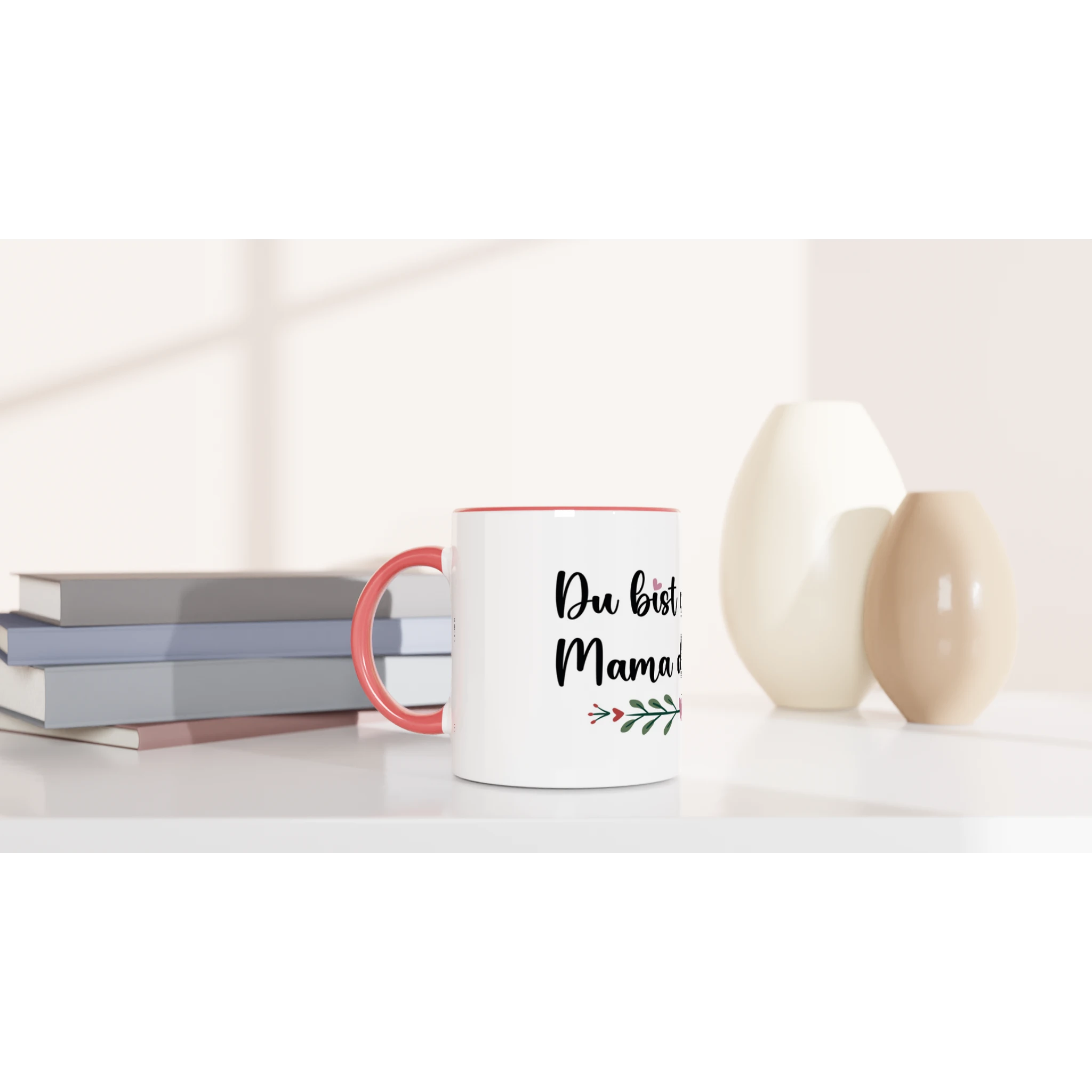Weiße Keramiktasse 11oz mit Farbe an der Innenseite - Cozy Nook Atelier
