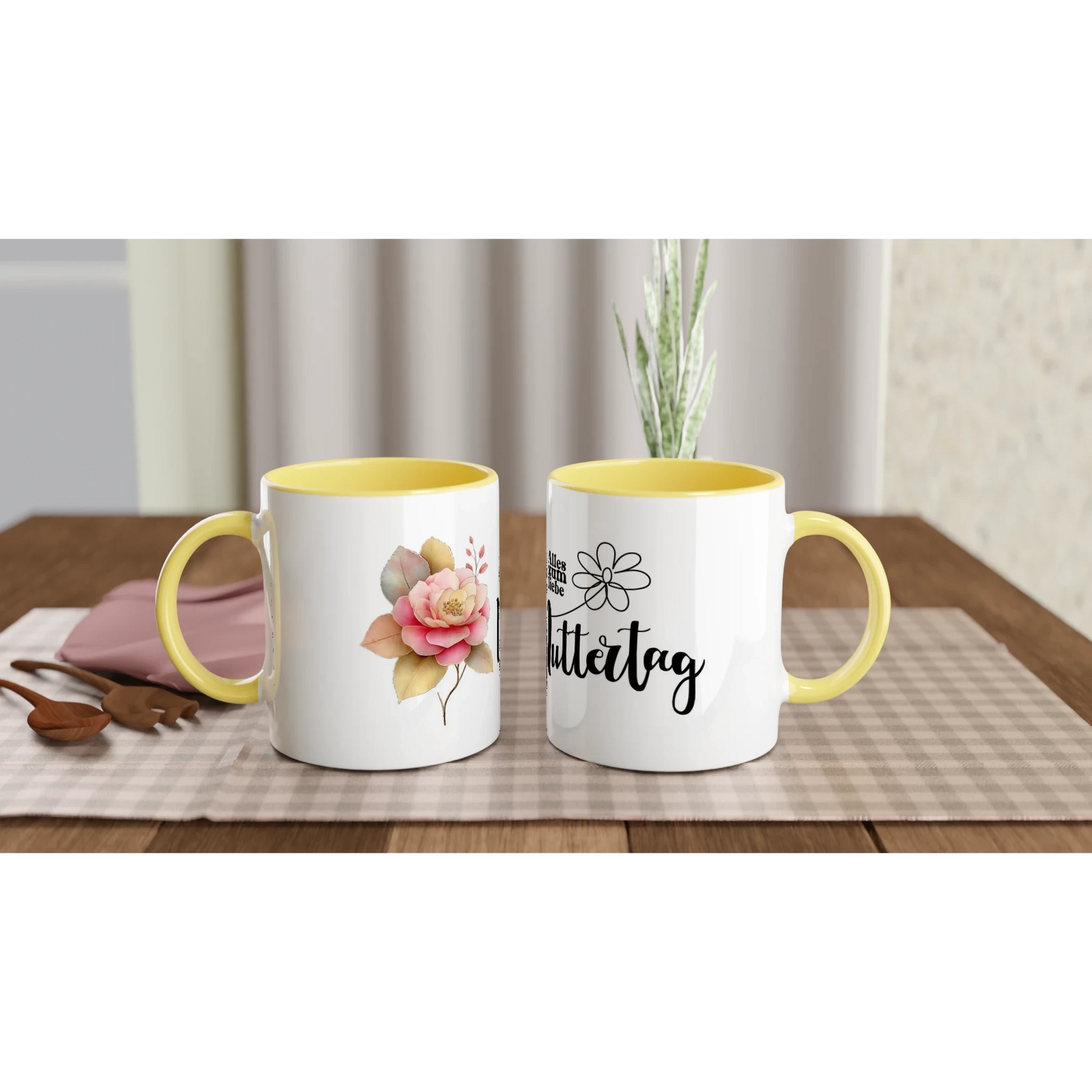 Weiße Keramiktasse 11oz – Unikates Design mit Farbdetails