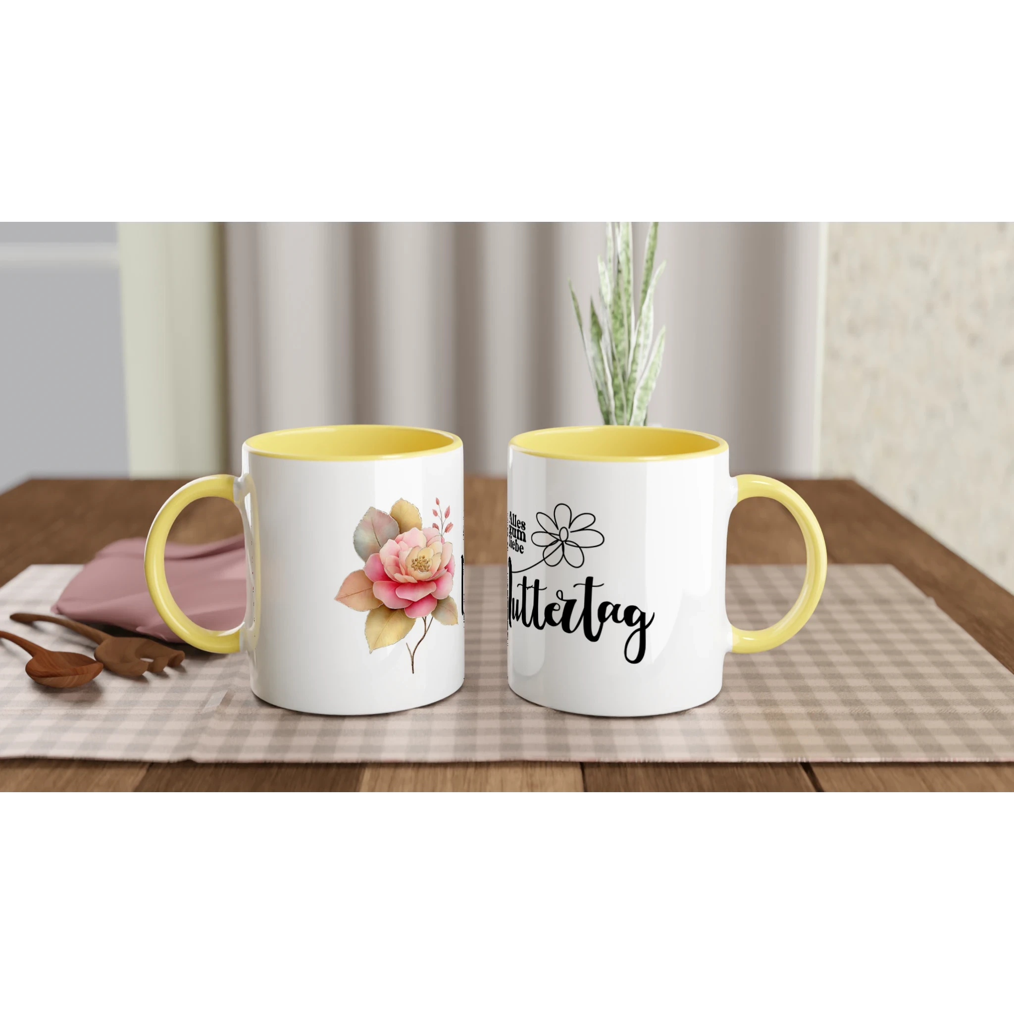 Weiße Keramiktasse 11oz – Unikates Design mit Farbdetails