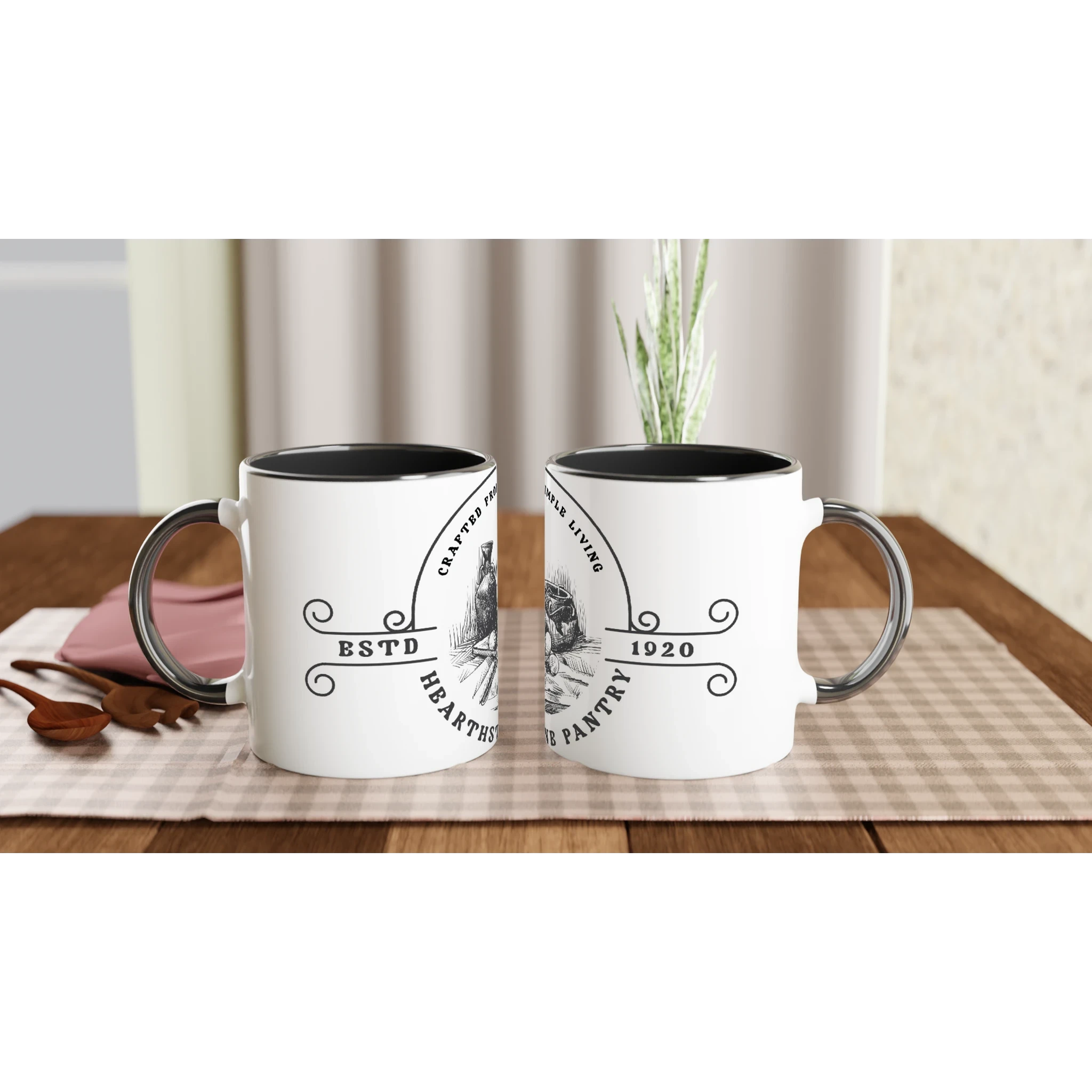 Vintage Keramiktasse 11oz mit Farbiger Innenseite