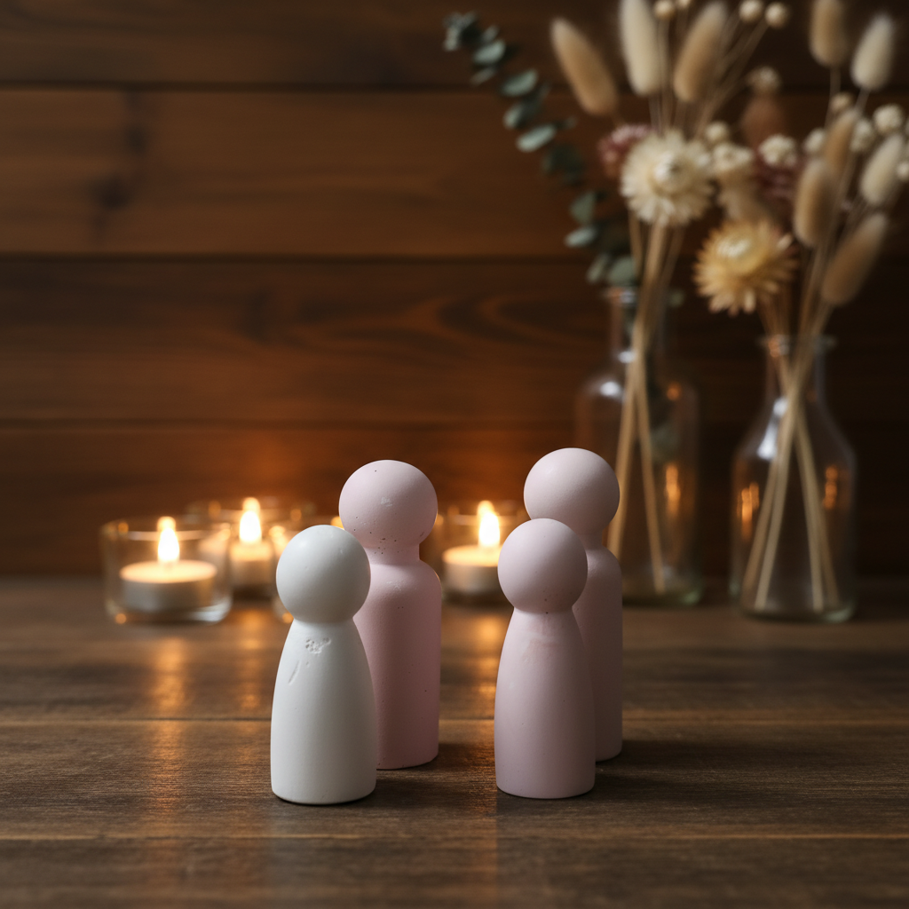 Familien-Gipspuppen Kerzenlicht Stil