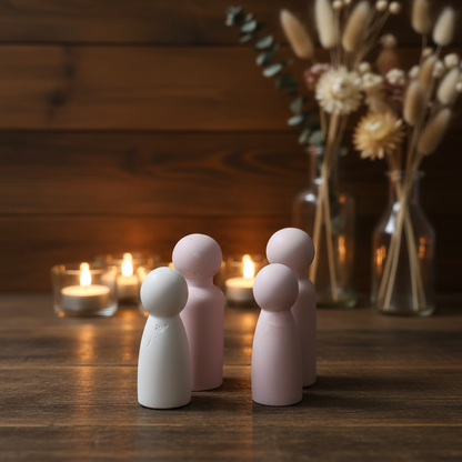 Familien-Gipspuppen Kerzenlicht Stil