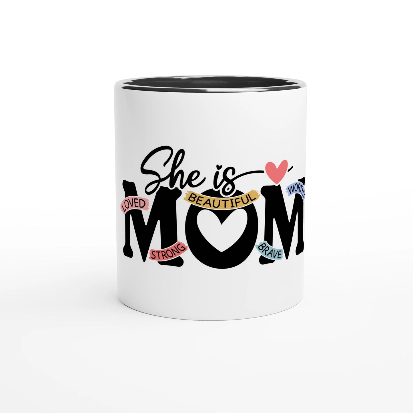 Weiße Keramiktasse 11oz mit Farbe an der Innenseite - Cozy Nook Atelier