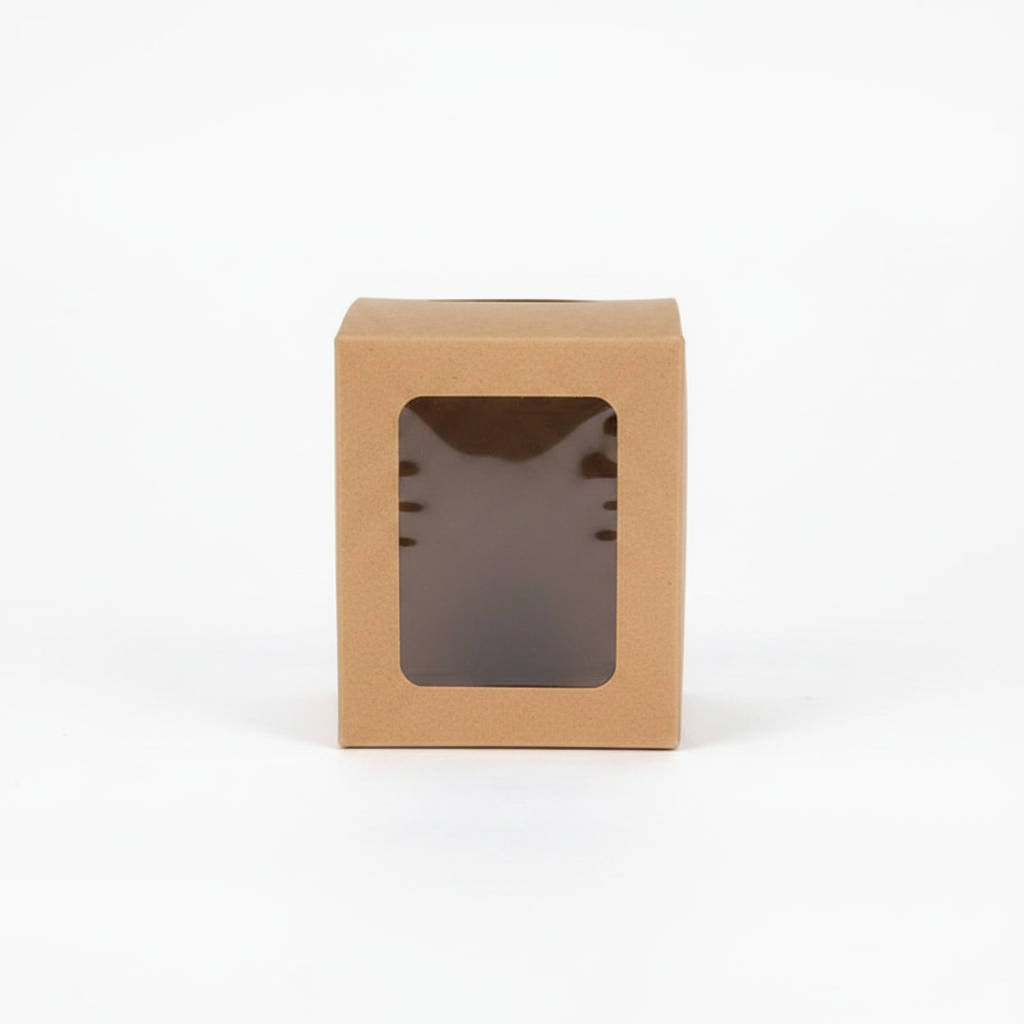 Geschenkbox Mit Sichtfenster Aus Kraftpapier 8×8×10 cm