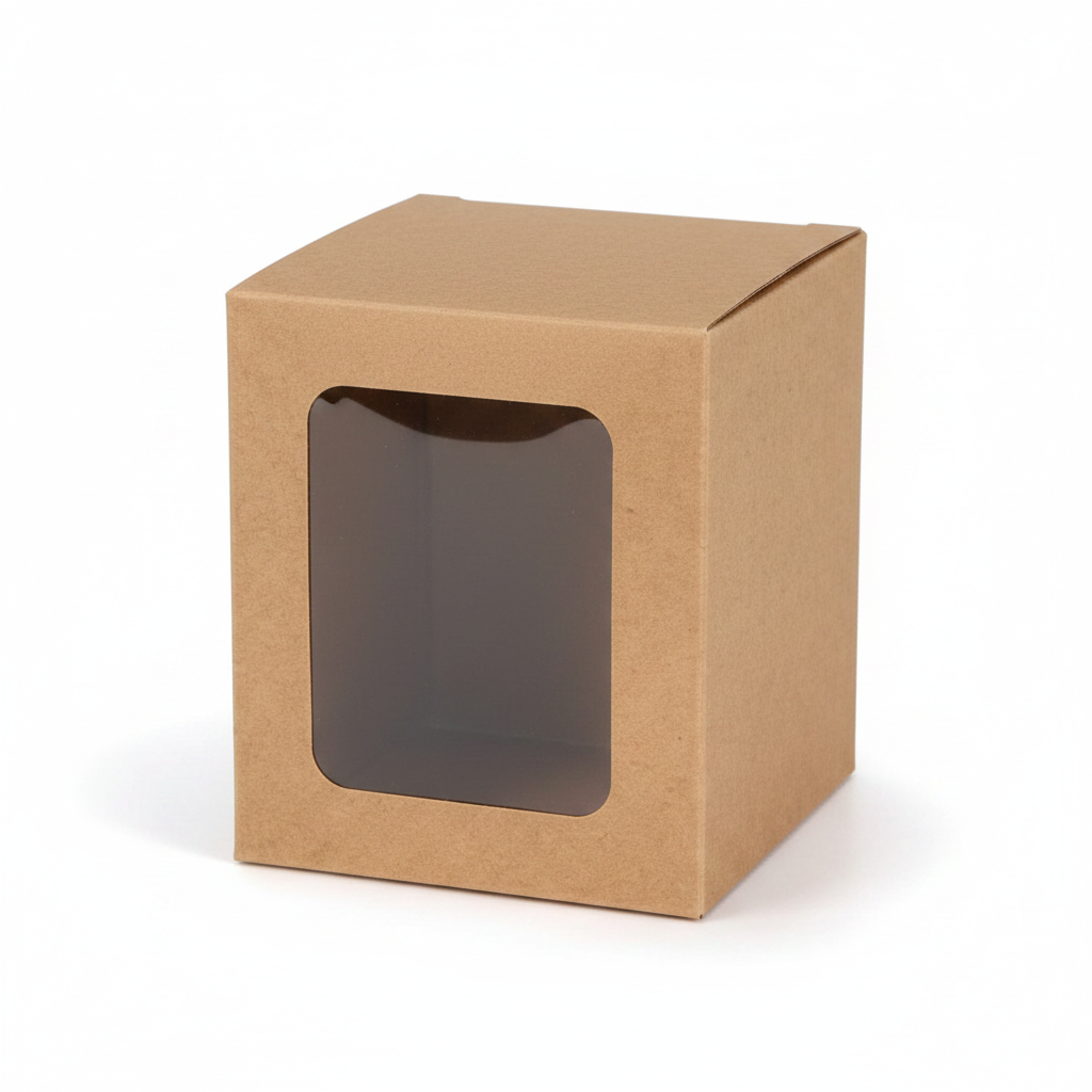 Geschenkbox Mit Sichtfenster Aus Kraftpapier 8×8×10 cm