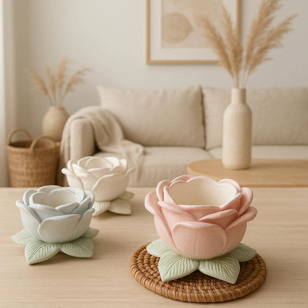 Lotusblume Gips Malset – Kreatives DIY Deko-Set - Cozy Nook Atelier