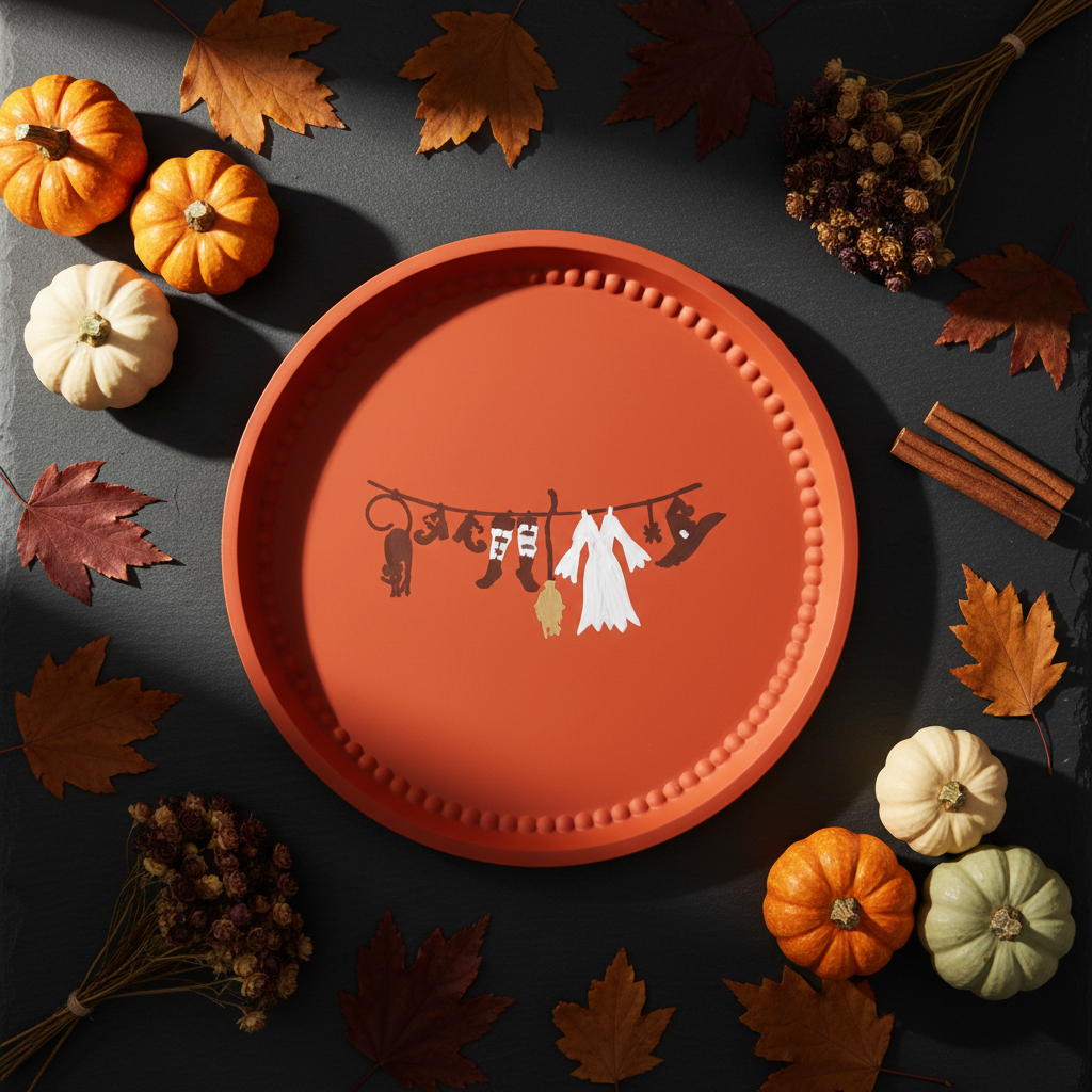 Halloween Teller – Flat Lay Herbstdeko