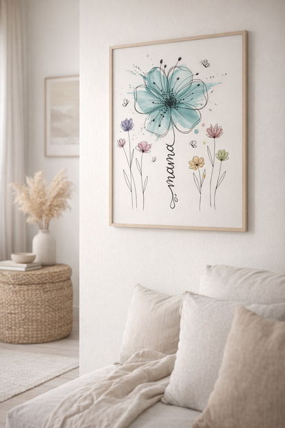 Mama Wandbild Gerahmte Leinwand – Hochwertiger Druck - Cozy Nook Atelier