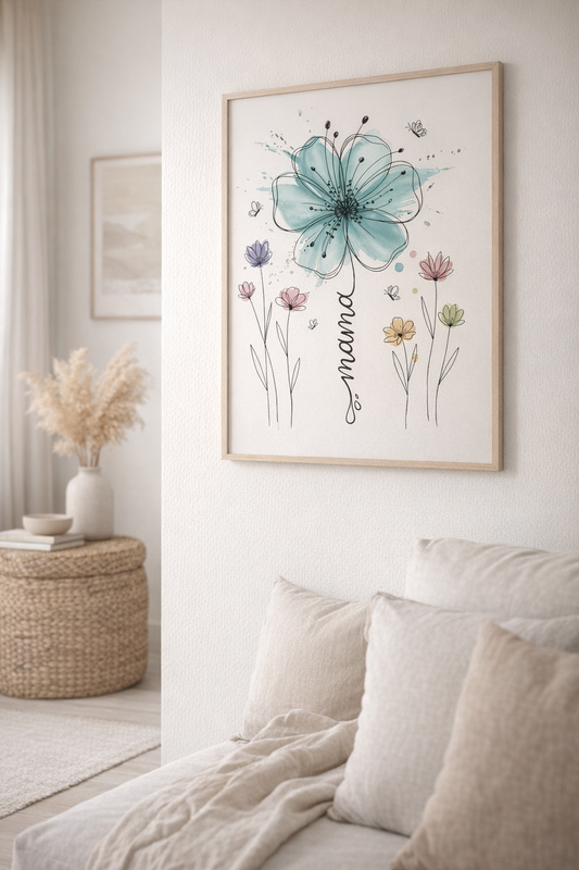 Mama Wandbild Gerahmte Leinwand – Hochwertiger Druck - Cozy Nook Atelier