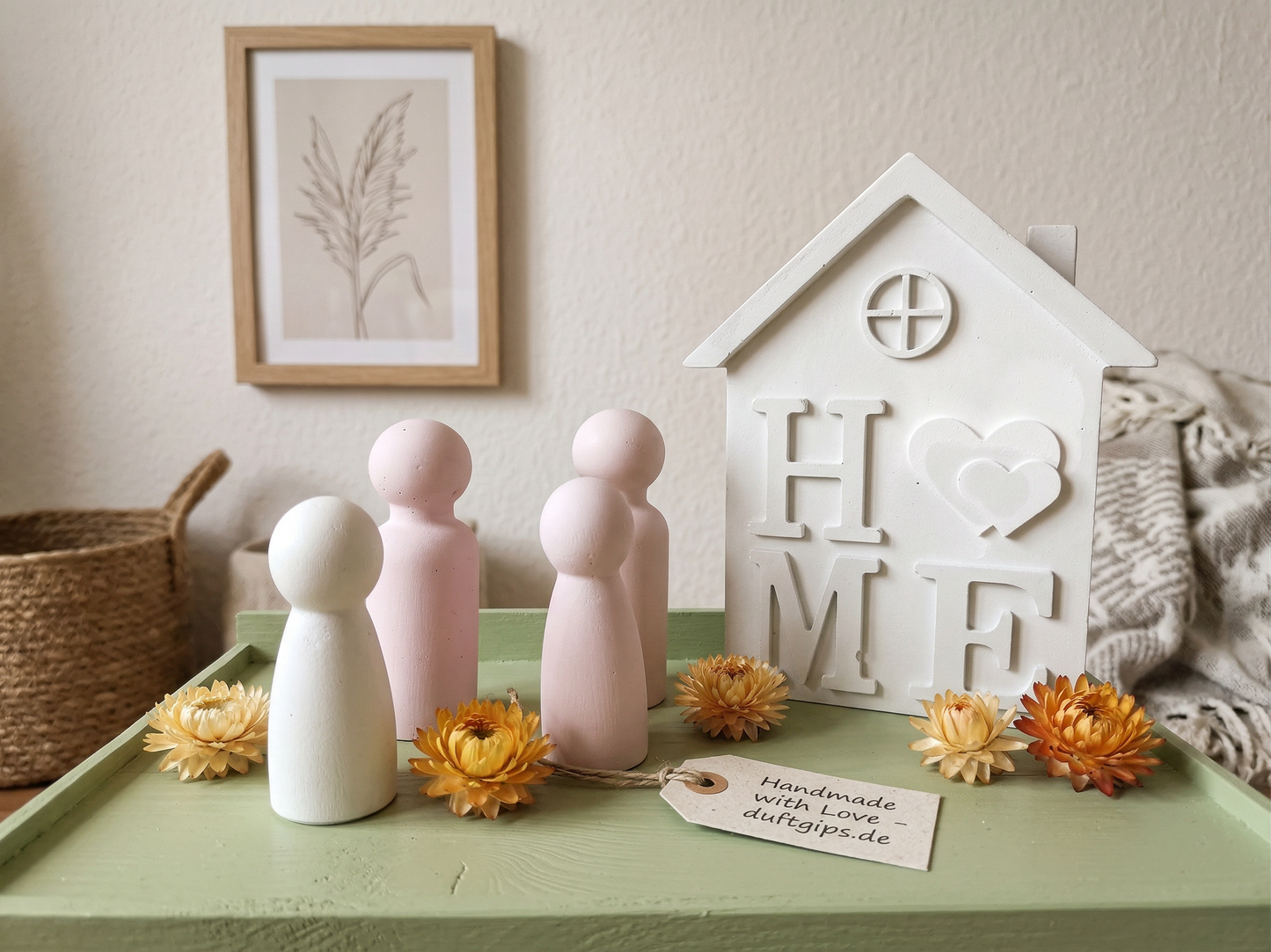 Gips-Puppenfamilie Dekofiguren – Handgegossenes Set