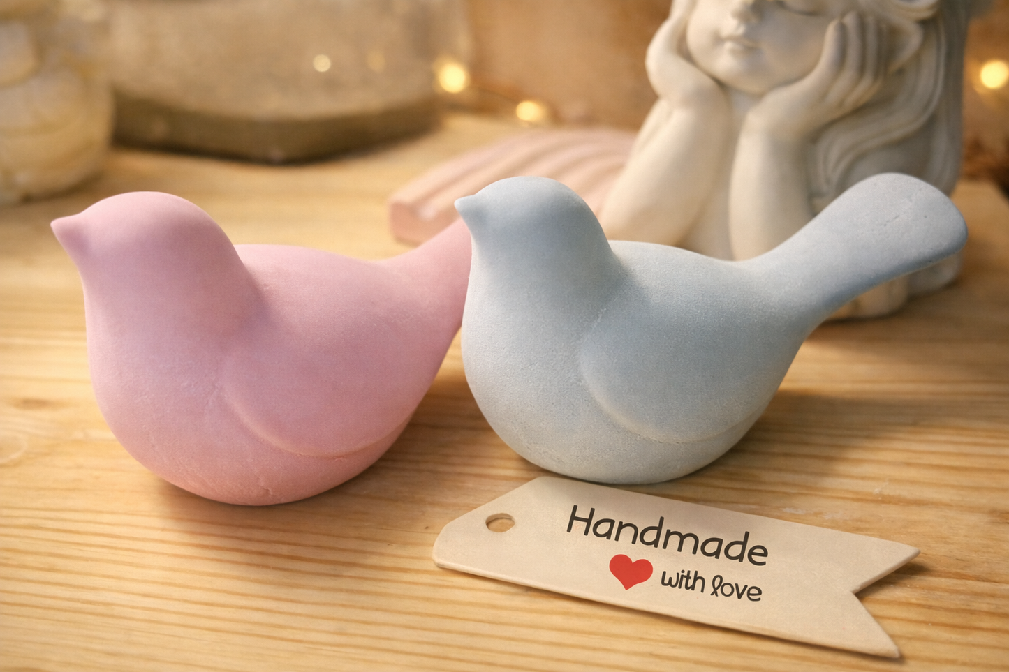 Handgefertigtes Gipsvogel-Set für individuelle Dekoration - Cozy Nook Atelier