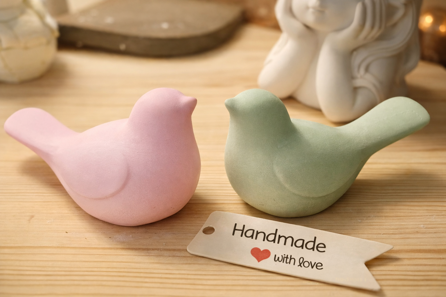 Handgefertigtes Gipsvogel-Set für individuelle Dekoration - Cozy Nook Atelier