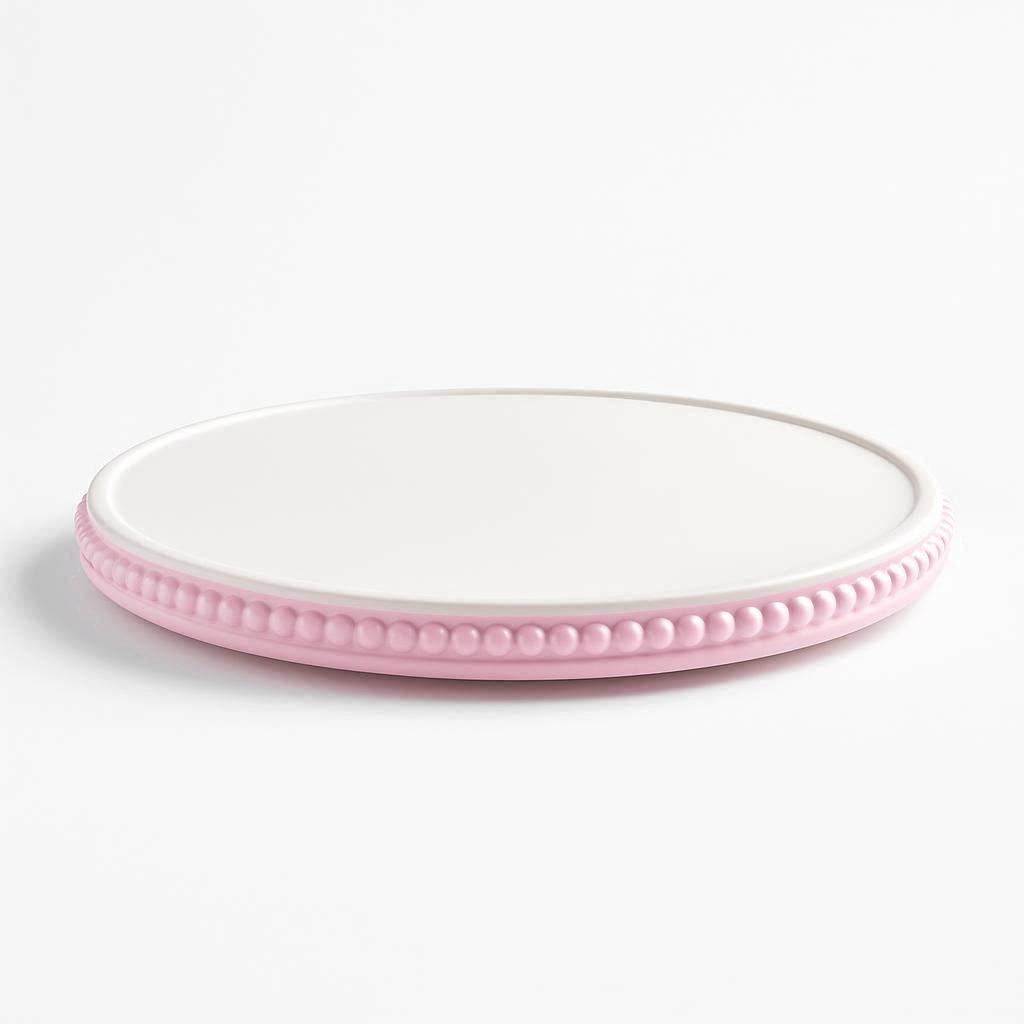 Einzelstück – Rosé‑Weißer Gips‑Teller mit Perlenrand (Ø 25 cm)