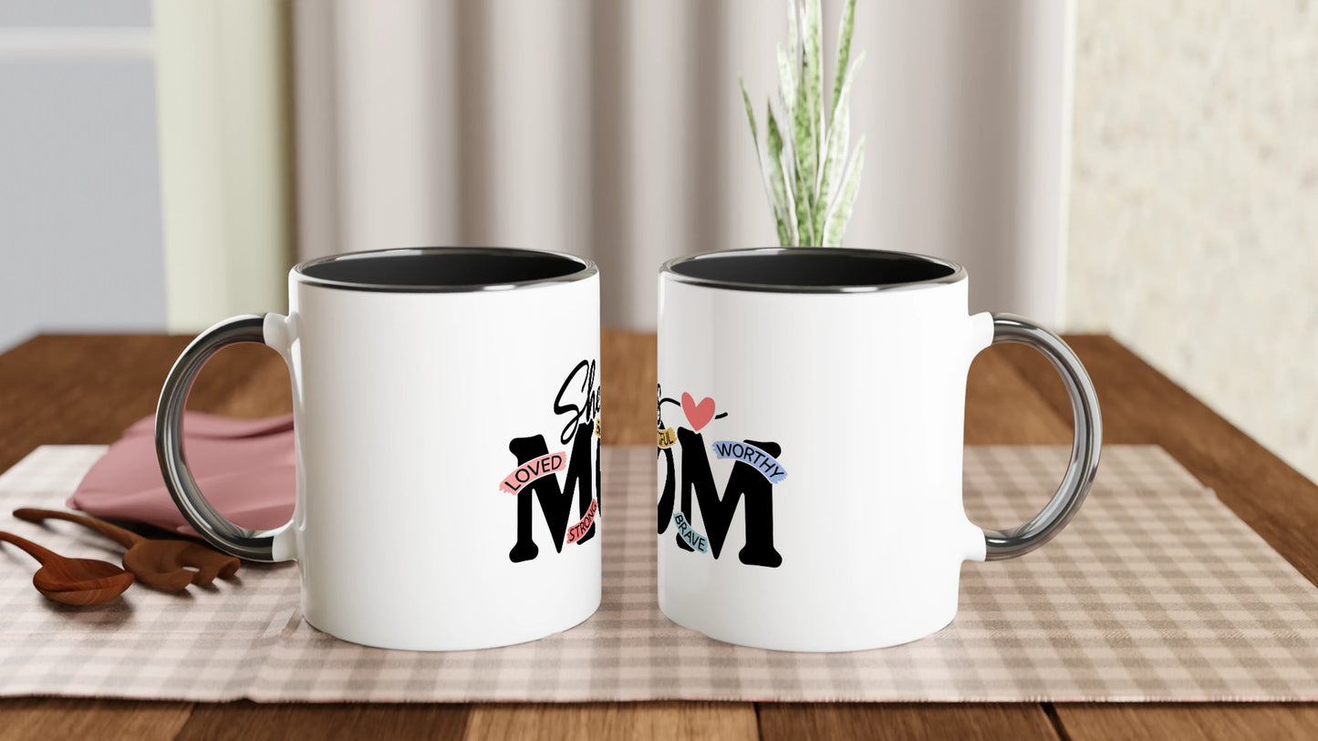 Weiße Keramiktasse 11oz mit Farbe an der Innenseite - Cozy Nook Atelier