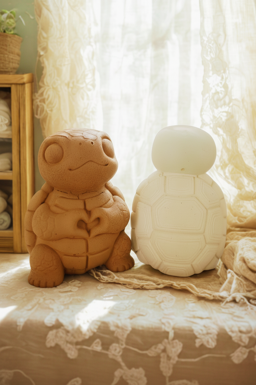 Deko Schildkröte Figur aus Gips – Handgegossenes Herz - Cozy Nook Atelier