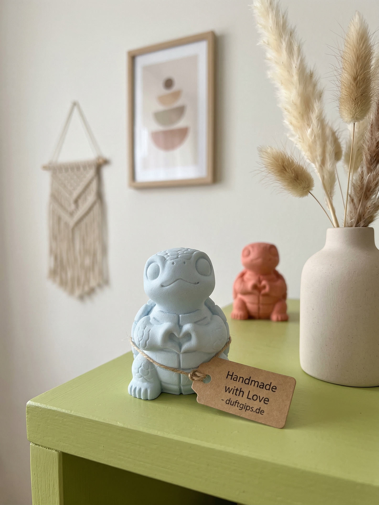 Deko Schildkröte Figur aus Gips – Handgegossenes Herz - Cozy Nook Atelier