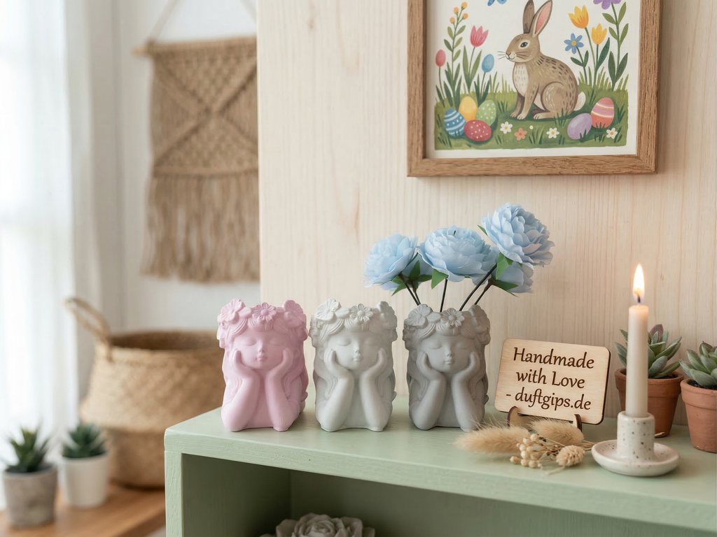 Blumenmädchen Lilly Dekofigur aus Gips zum Bemalen - Cozy Nook Atelier