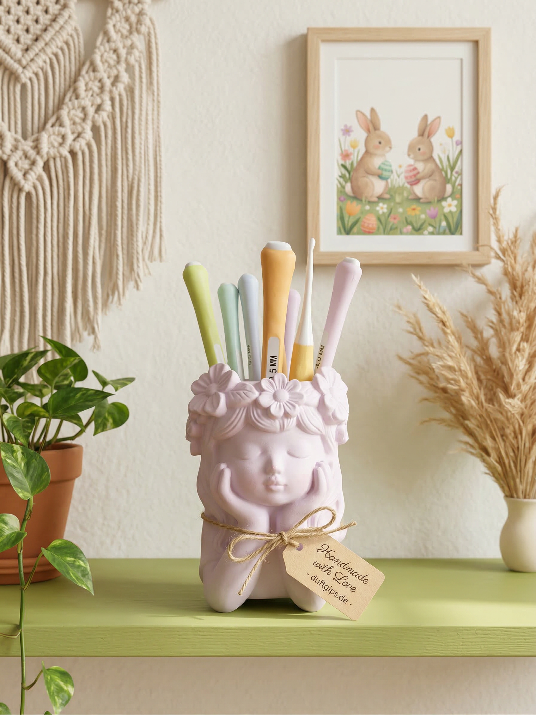 Blumenmädchen Lilly Dekofigur aus Gips zum Bemalen - Cozy Nook Atelier