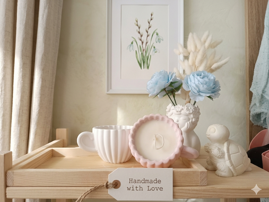 Duftkerze In Mini-Gipstasse – Handgegossen Mit Naturduft - Cozy Nook Atelier